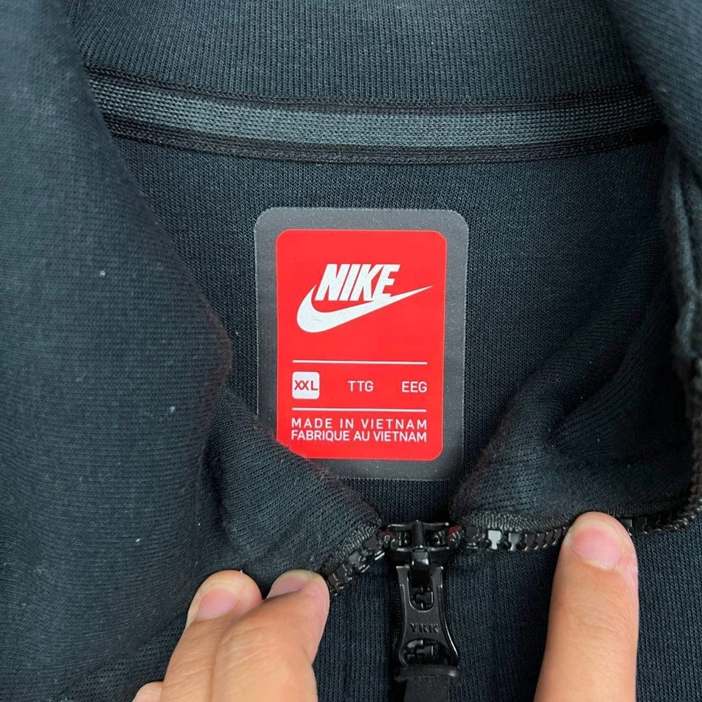Nike Tech Fleece Hoodie Men XXL Black Full Zip Long Sleeve Pocket 2XL